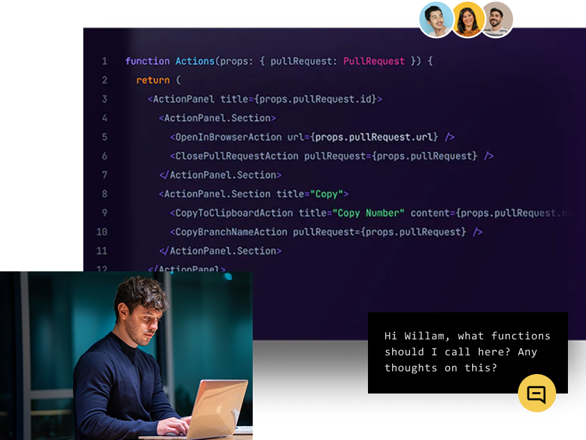 ForgeX developer collaboration platform interface showing real-time coding environment with AI assistance